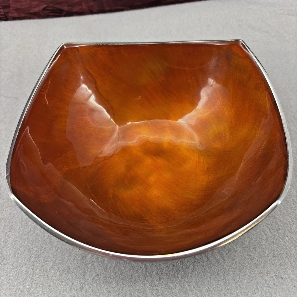 Orange Hand.‎ Painted Swirl Enamel Shiney Aluminum Decorative Bowl Made in India